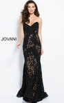Jovani 37334 Crystal Embellished Strapless Lace Long Dress