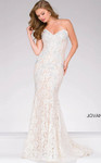 Jovani 37334 Crystal Embellished Strapless Lace Long Dress