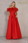 Terani Couture 2021E3572 Off Shoulder Short Sleeve Long Gown