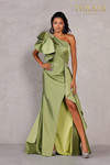 Terani Couture 2111E4728 One Shoulder Satin Sheath Long Gown