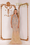 Terani Couture 2111GL5026 Feather Halter Neck Long Dress