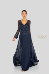 Terani Couture 1913M9403 Bell Cuff Long Sleeves V Neck Gown