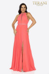 Terani Couture 2011P1115 Flowing Chiffon Halter Neck Dress