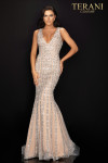 Terani Couture 2012P1285 Plunging V-Neck Sleeveless Gown