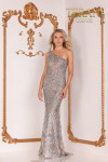 Terani Couture 2111E4733 Asymmetric Neck Sequins Long Dress