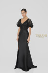 Terani Couture 1911E9618 Puffed Short Sleeves V-Neck Dress