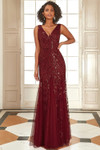 Amelia Couture 7886 Deep V-Neck Sleeveless Long Dress