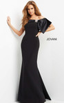 Jovani 07014 Off the Shoulder Satin Bow Long Evening Gown