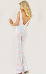 Jovani 22355 Deep Plunging V-neck Floral Sequin Jumpsuit