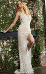 Jovani S61508 High Slit One Shoulder Sleeveless Bridal Dress