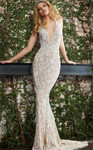 Jovani S48484 Halter Neck Beaded Sheath Fate Bridal Dress