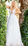 Jovani JB07646 Sleeveless Plunging Neck Bridal Ballgown