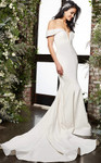Jovani JB07135 Drape Sleeve Off Shoulder Sheath Bridal Dress