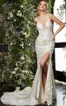 Jovani JB03592 Plunging Neck Spaghetti Strap Bridal Dress