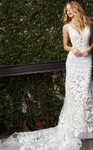 Jovani JB04192 Sequin Lace Embellished V-Neck Wedding Dress
