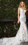 Jovani JB04192 Sequin Lace Embellished V-Neck Wedding Dress