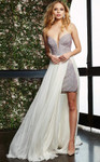 Jovani S64123 Long Overskirt Beaded Short Wedding Dress