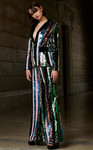 Jovani M02942 Stripe Sequin Two Piece Contemporary Pant Suit