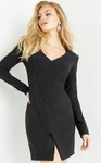 Jovani M03460 Long Sleeve Rounded V-neck Cocktail Dress
