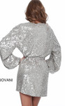 Jovani M3612 Plunging V-neck Bishop Sleeve Sequin Wrap Dress
