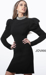 Jovani M1647 Long Sleeve High Neck Corset Cocktail Dress