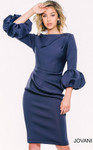 Jovani 39738 Three Quarter Sleeve Bateau Neck Corset Dress