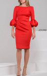 Jovani 39738 Three Quarter Sleeve Bateau Neck Corset Dress