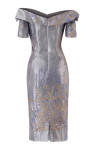 Janique 1939 Off-shoulder Folded Neck Short Sleeves Dress