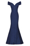 Janique 66721 Wide V-neck Ruched Cap Sleeve Jacquard Gown