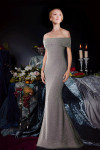 Janique 2933 Off Shoulder Stretch Glitter Long Mermaid Gown