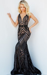 Jovani 03570 Sleeveless Plunging Neck Embellished Prom Dress