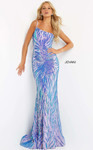 Jovani 05664 Asymmetrical Neck One Shoulder Sequin Gown