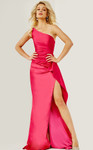 Jovani 07536 Asymmetrical Neck Satin One Shoulder Prom Dress