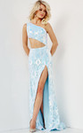 Jovani 22853 Asymmetrical Neck One Shoulder High Slit Dress