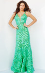 Jovani 23027 Sleeveless Low V-neck Sheath Prom Long Dress