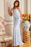 Jovani 09693 Sleeveless Plunging Neck Embellished Dress