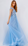 JVN by Jovani JVN23698 Deep V-neck Off Shoulder Tulle Gown