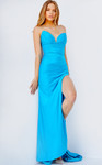 JVN by Jovani JVN23261 Sleeveless Plunging Neck Ruched Dress