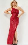 JVN by Jovani JVN23784 Embellished One Shoulder Sequin Dress