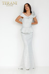 Terani Couture 2011M2167 V-neck Long Stretch Jacquard Dress