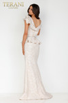 Terani Couture 2011M2167 V-neck Long Stretch Jacquard Dress