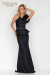 Terani Couture 2011M2167 V-neck Long Stretch Jacquard Dress