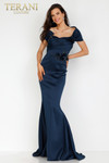 Terani Couture 2021m2969 Shawl Sleeves Long Stretch Dress