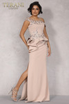 Terani Couture 2111m5260 Illusion Neckline High Slit Dress
