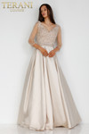 Terani Couture 2211M0120 V-neck Sheer Long Sleeve Long Dress