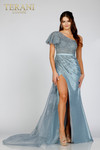 Terani Couture 231e0517 Ruffled One Shoulder Sleeve Dress
