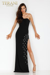 Terani Couture 231P0031 Crepe Stylish Side Slit Long Gown