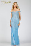 Terani Couture 231P0035 Off-Shoulder Tulle Side Slit Gown