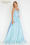 Terani Couture 231P0084 Glitter V-Neck Sleeveless Prom Dress