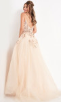Jovani Prom JVN03014 Floral Appliqued V Neck Gown